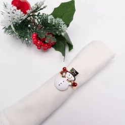Karaca Serviette & Serviettenhalter-Home Schneemann 2 Stück Serviettenring Gold