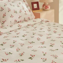 Karaca Tagesdecke Set-Home Silvie 100% Baumwolle Doppelbett Tagesdecke Set Rot Rot02