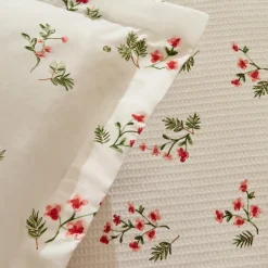 Karaca Tagesdecke Set-Home Silvie 100% Baumwolle Doppelbett Tagesdecke Set Rot Rot02