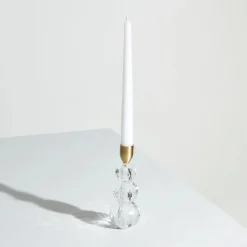 Karaca Kerzenständer-Home Vicki Kerzenständer Glas 6x17 cm Natürlıch01