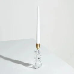 Karaca Kerzenständer-Home Vicki Kerzenständer Glas 6x17 cm Natürlıch01