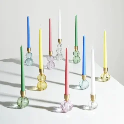 Karaca Kerzenständer-Home Vicki Kerzenständer Glas 6x17 cm Natürlıch01