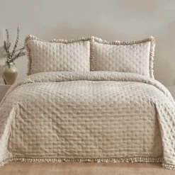 Karaca Bettüberwürfe Set-Home Viona Doppelbett-Bettüberwurf-Set Beige Beıge01