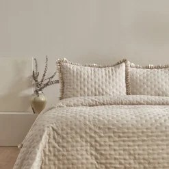 Karaca Bettüberwürfe Set-Home Viona Doppelbett-Bettüberwurf-Set Beige Beıge01