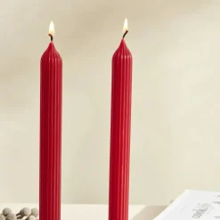Karaca Kerzen-Home Wave Rote Kerze 2 Teile Rot02