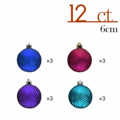 Karaca Deko-Objekte-Home Weihnachten Bunte Baumschmuck Set, 12 Teilig, 6 cm Multıfarben