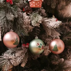 Karaca Deko-Objekte-Home Weihnachten Hübsches Baumschmuck Set, 4 Teilig, 8 cm Multıfarben