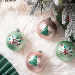 Karaca Deko-Objekte-Home Weihnachten Hübsches Baumschmuck Set, 4 Teilig, 8 cm Multıfarben