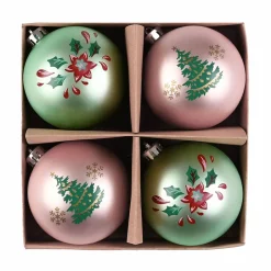 Karaca Deko-Objekte-Home Weihnachten Hübsches Baumschmuck Set, 4 Teilig, 8 cm Multıfarben