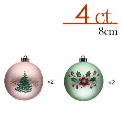 Karaca Deko-Objekte-Home Weihnachten Hübsches Baumschmuck Set, 4 Teilig, 8 cm Multıfarben