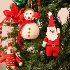 Karaca Deko-Objekte-Home Weihnachten Schneemann mit Ohrenschützer Baumschmuck, 8x13 cm Weıß01