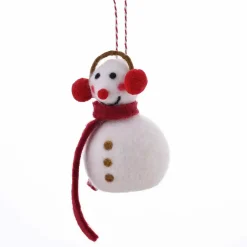 Karaca Deko-Objekte-Home Weihnachten Schneemann mit Ohrenschützer Baumschmuck, 8x13 cm Weıß01