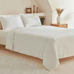Karaca Bettwäsche-Home White Collection Lavin 100% Baumwolle Doppelbett Bettwäsche Set Weiß Beyaz
