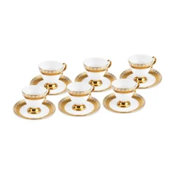 Karaca Mokka & Espressotassen Set-Hürrem Kaffeetassenset für 6 Personen, 90 ml Weıß Gold