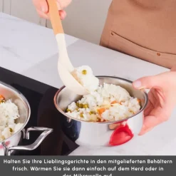 Karaca Stahltopf Sets-Induktions Stahl Kochgeschirr Set mit Gratis Vorratsbehälter, 13 Teilig Farblös