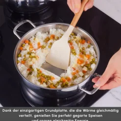 Karaca Stahltopf Sets-Induktions Stahl Kochgeschirr Set mit Gratis Vorratsbehälter, 13 Teilig Farblös