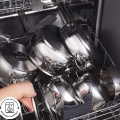 Karaca Stahltopf Sets-Induktions Stahl Kochgeschirr Set mit Gratis Vorratsbehälter, 13 Teilig Farblös