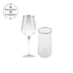 Karaca Gläser-Sets-Ines 24-teiliges Gläser-Set für 12 Personen Gold