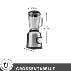 Karaca Smoothie Blender-1,5 L Glasbehälter Smoothie Blender Inox