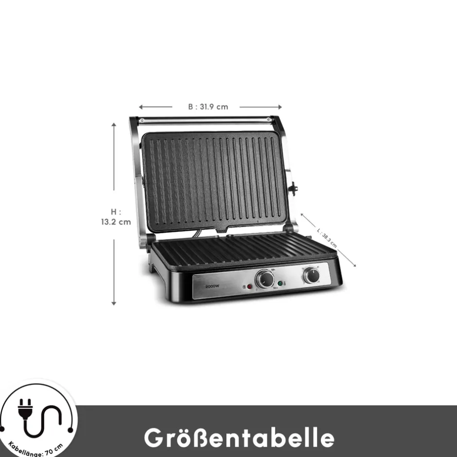 Karaca Toaster-Toastmate Grill 6 Scheiben Kapazität Zeit einstellbar Gusseisen Platte Grill und Toaster 2000W Inox