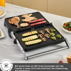 Karaca Toaster-Toastmate Grill 6 Scheiben Kapazität Zeit einstellbar Gusseisen Platte Grill und Toaster 2000W Inox