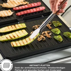 Karaca Toaster-Toastmate Grill 6 Scheiben Kapazität Zeit einstellbar Gusseisen Platte Grill und Toaster 2000W Inox