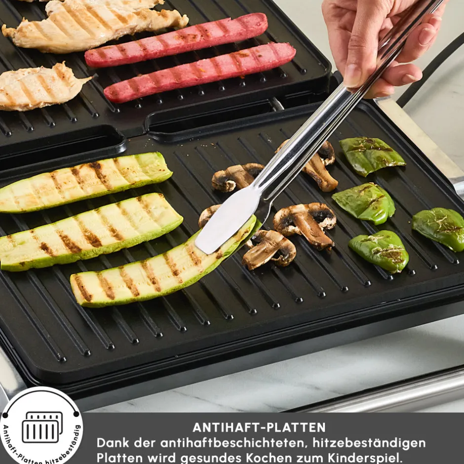 Karaca Toaster-Toastmate Grill 6 Scheiben Kapazität Zeit einstellbar Gusseisen Platte Grill und Toaster 2000W Inox