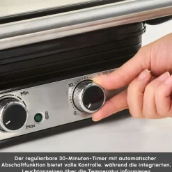 Karaca Toaster-Toastmate Grill 6 Scheiben Kapazität Zeit einstellbar Gusseisen Platte Grill und Toaster 2000W Inox