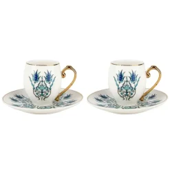 Karaca Mokka & Espressotassen Set-Iznik 4 teiliges Mochatassen Espressotassen Set für 2 Personen Multıfarben