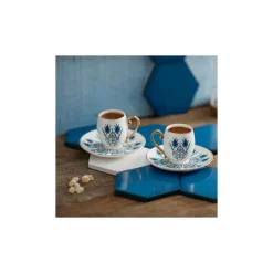 Karaca Mokka & Espressotassen Set-Iznik 4 teiliges Mochatassen Espressotassen Set für 2 Personen Multıfarben