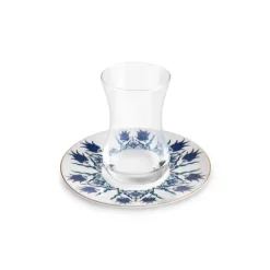 Karaca Teegläser Sets-Iznik 12-teiliges Türkisches Teeset aus Bone China für 6 Personen, 130 ml, Blau