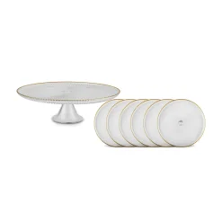 Karaca Kuchenplatte-Jest Rim 6-Person Cake Platter Set, 7 Pieces, Gold