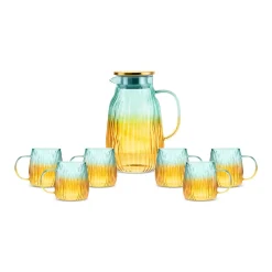 Karaca Gläser-Sets-Jolie 7-teiliges Wasserset Gelb & Grün Gelb Grün