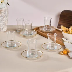 Karaca Teegläser Sets-Juliet Gold Rand 6-Personen-Tee-Set Klar