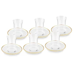 Karaca Teegläser Sets-Juliet Gold Rand 6-Personen-Tee-Set Klar