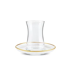 Karaca Teegläser Sets-Juliet Gold Rand 6-Personen-Tee-Set Klar