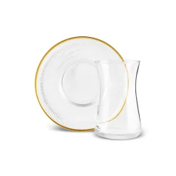 Karaca Teegläser Sets-Juliet Gold Rand 6-Personen-Tee-Set Klar