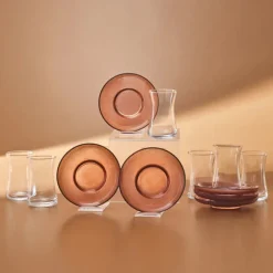 Karaca Teegläser Sets-Juliet Mocha Mousse 12-teiliges Teegläser-Set für 6 Personen, 170 ml