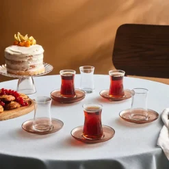 Karaca Teegläser Sets-Juliet Mocha Mousse 12-teiliges Teegläser-Set für 6 Personen, 170 ml