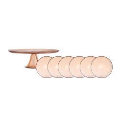 Karaca Kuchenplatte-Juliet Mocha Mousse 7-teiliges Kuchen-Set für 6 Personen