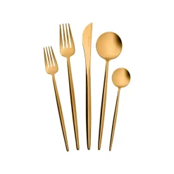 Karaca Bestecksets Für 12 Personen-Jupiter Matte Gold 60-teiliges Besteck für 12 Personen mit Boxed Matt Gold