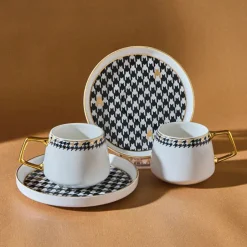 Karaca Mokka & Espressotassen Set-Kazayağı 2-teiliges Kaffeetassenset für 2 Personen, 100 ml Schwarz01