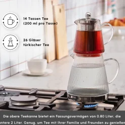 Karaca Teekannen-Keops XL Glas-Teekanne Farblös