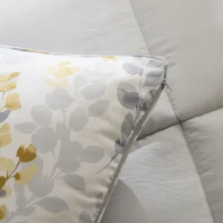 Karaca Bettwäsche-Leaf Graues Einzel Comforter Set 155x220+50x70 Grau02