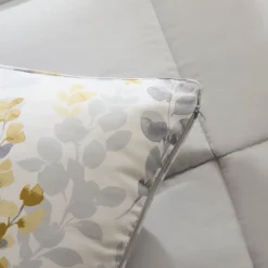 Karaca Bettwäsche-Leaf Graues Einzel Comforter Set 135x200+50x70 Grau02