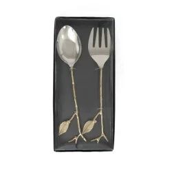Karaca Backhelfer|Messersets-Leaf Servierlöffel und Gabel Set Gold