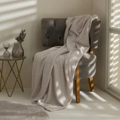 Karaca Decken-Leaves Graue Welsoft TV Decke 130x150 Açık Gri