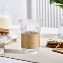 Karaca Mugs & Kaffeebecher|Wasserglas-Leder Cool Touch Latte Glas 210 Ml Gold
