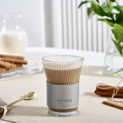 Karaca Mugs & Kaffeebecher-Leder Cool Touch Latte Bardağı 210 ml Platin Platın