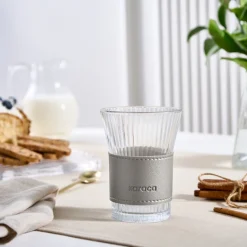 Karaca Mugs & Kaffeebecher-Leder Cool Touch Latte Bardağı 210 ml Platin Platın